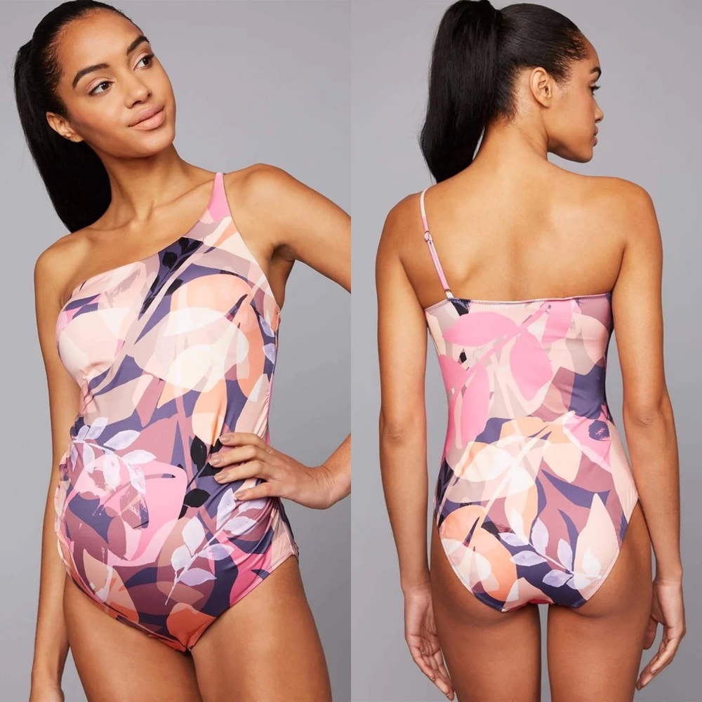 A Pea in the Pod Leaf One Shoulder Maternity One Piece Swimsuit